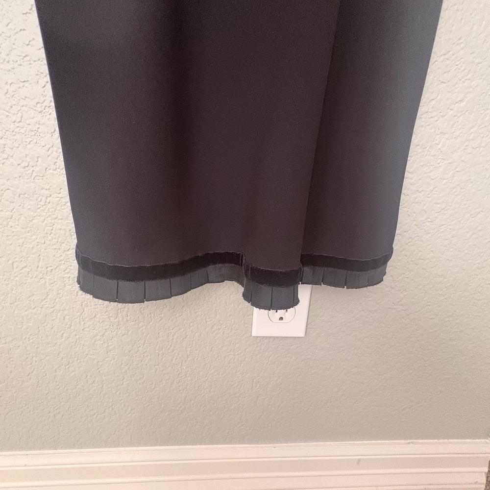 Vintage Y2K Black Cocktail Slip Dress Nine West Ruffle Velvet Trim Sheath Sz8 - Picture 4 of 9